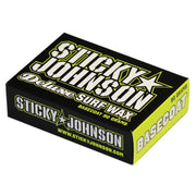 Sticky Johnson Deluxe Basecoat surf wax bar, goes on first under any top coat